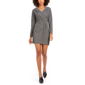 Abito tubino da donna con effetto avvolgente della collezione NY, grigio, taglie Petite e Medium - Product Image 1