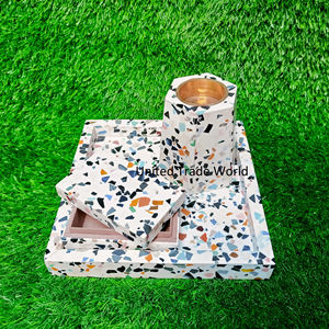 Meilleur ensemble de plateaux Mubkhar en résine et marbre incrustés d'une petite boîte pour la décoration intérieure par United Trade World - Product Image 1