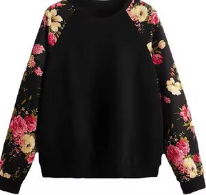 Heavyweight <b>Vintage</b> <b>Oversize</b> <b>Sweatshirt</b> Casual 3D Floral Decoration Black Neck Full Sleeve Stylish Fashionable for Winter - Product Image 6