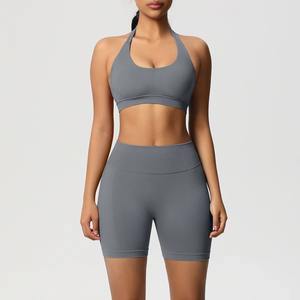 Conjunto Deportivo de 2 Piezas para Mujer al por Mayor, Sujetador Deportivo y Pantalones Cortos, Color Sólido, Talla Grande, Ropa Deportiva para Yoga y Fitness - Product Image 6