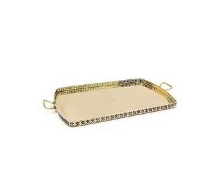 Vente en gros de snack-repas en métal doré et argenté à décor personnalisé créatif de luxe pour buffet de fête de mariage plateau de fruits - Product Image 1