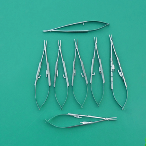 Porte-aiguilles manuel de microchirurgie en acier inoxydable allemand de haute qualité, kit incurvé + droit, instruments, poignée ergonomique, CE ISO - Product Image 1