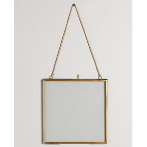 Gold Finished Square Shape Brass Border Wall Hanging Metal Glass <b>Picture</b> Holder Flower Decorate <b>for</b> Home Jewelry Boxes-Square - Product Image 2