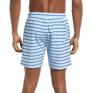 Shorts de Baño Personalizados para Hombre, Color Azul Cielo, Rayas Horizontales, Secado Rápido, Impermeables, Protección UV - Product Image 3