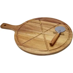 Ensemble à pizza Timberito personnalisé en bois FSC, outils à pizza personnalisés de haute qualité - Product Image 1