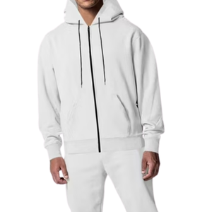 Ensemble de survêtement à capuche et pantalon de jogging uni blanc pour hommes, femmes, unisexe, vêtements décontractés chauds d'hiver, polaire doux, deux pièces, logo OEM - Product Image 3