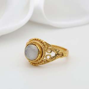 <b>Moonstone</b> Brass Filigree <b>Ring</b> 18k Gold Plated Tribal Wholesale Women <b>Ring</b> - Product Image 3