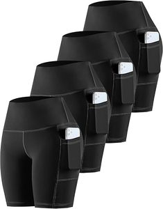 Women Biker Yoga Shorts with Pockets High Waisted <b>Tummy</b> <b>Control</b> Spandex Workout Athletic Gym - Product Image 1