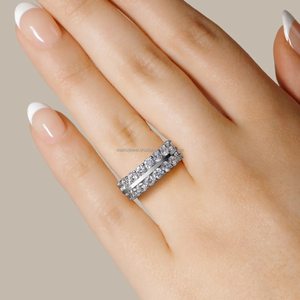 Anillo de eternidad unisex de plata de ley con moissanita de corte brillante y engaste de puntas, diseño personalizado, precio mayorista, listo para enviar - Product Image 6