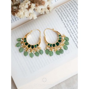 Multicolor <b>Gold</b> Plated TJ-E55M Thappa Jadau Kundan Reversible Fine <b>Dangle</b> <b>Earrings</b> - Product Image 1