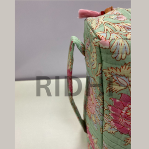 กระเป๋าใส่ของใช้ในห้องน้ำแบบมีซิปขนาดใหญ่ ผ้าฝ้ายลายดอกไม้สีพาสเทลหยก ใช้ซ้ำได้ เป็นมิตรกับสิ่งแวดล้อม เหมาะสำหรับการช้อปปิ้งประจำวัน การเดินทาง และการใช้งานในชีวิตประจำวัน - Product Image 4