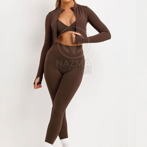 Conjunto Deportivo de 3 Piezas para Mujer, Personalizable con Logotipo Frontal, Transpirable, de Secado Rápido, Spandex/Poliéster, Ligero y de Alta Calidad, MOQ Bajo - Product Image 4