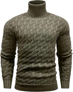 High Quality Customized <b>Men's</b> Oversized-Fit Knitted <b>Shirts</b> Trendy Design Streetwear Turtleneck Sweatshirt 2024 - Product Image 3