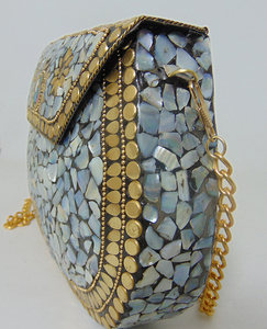 Wholesale Silver Wedding Party Ladies Elegant Flap Metal Clutch Indian Ethnic Mosaic Clutch From Delhi - Product Image 4