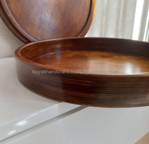 Bandeja Redonda de Madera Ecológica y Duradera, Artesanía India, Ajustable y Personalizable, Madera Natural de Acacia, Mango, Shisham y Pino - Product Image 2