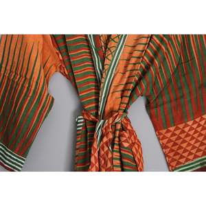 <b>Women's</b> Printed Satin Kimono <b>Robe</b> Bathrobe Set Short Length Ladies Loungewear Sexy Plus Size Sleepwear for Summer and Spring - Product Image 3