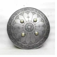 Bouclier rond en argent persan médiéval, fait main, poli, style vintage, décoration d'intérieur, 22 pouces, par Calvin Handicraft