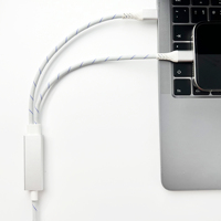 Kabel Split USB-C USB-C + USB-C 100W Pengisian Daya Sinkronisasi Konduktor Tembaga Berlapis Timah Selubung PVC Pelindung Jalinan Logam untuk Komputer IOS