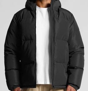 Chaqueta acolchada con capucha para hombre al por mayor personalizada-Impermeable Casual invierno bordado sólido cremallera frontal de alta calidad - Product Image 3