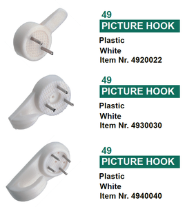 White 52mm ABS Plastic <b>Hooks</b> Rails <b>Wall</b> Photo Frame Hanger Nails Lightweight Durable Reusable Easy Install Living Room - Product Image 2