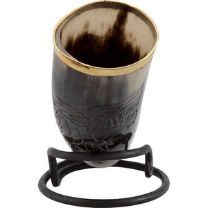 Royal Artisans Hadcarfted Beer Viking Wine Drinking Horn Party Viking Drinking Horn con soporte de la India para la fiesta de Navidad - Product Image 1