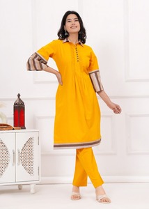 Nuevos vestidos informales para mujer, conjunto de Kurta recto con estampado elegante, venta de productos a granel en línea - Product Image 3