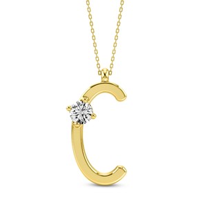 Colgante de Letra Mayúscula con Diamante Cultivado en Laboratorio VVS VS EF, Estilo Moderno y Minimalista, Plata de Ley 925 con Acabado en Oro, Inicial Personalizada Solitaria - Product Image 1
