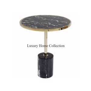 Base en marbre de couleur noire et table d'appoint supérieure avec bout en acier inoxydable et table d'appoint en métal fourniture de meubles polis brillants - Product Image 2