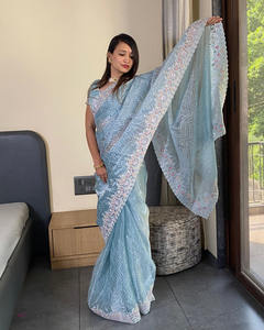 Collection Saree en soie Barbari de qualité supérieure pour adultes Beau dernier créateur avec fil à broder lourd Zari et codage - Product Image 5