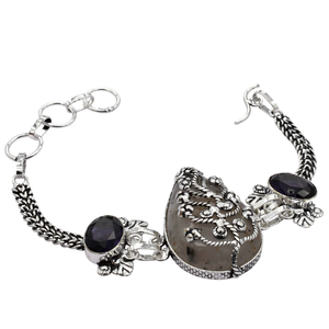 Women's Natural Crystal Fashion <b>Bracelet</b> Chunky Black Onyx Rutile Gemstone Assortment Mixed Copper Brass Jewelry - Product Image 3