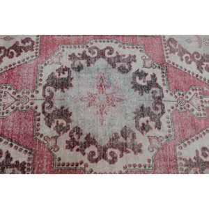 พรมวินเทจตุรกี ขนาด 4.3x6.7 ฟุต (132x205 ซม.) ลายตารางสีน้ำตาลแดง - Product Image 5