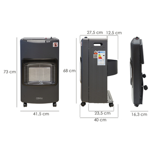 Stufa a Gas Infrarossi in Ceramica 4,5 kW Pieghevole. 3 Potenze, con Ruote, Accensione Piezoelettrica - Product Image 2