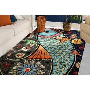 Alfombra con Diseño de Mosaico de Peces: Alfombra Antideslizante Decorativa, Decoración para Salón, Alfombra Delgada de Tela No Tejida - Product Image 5