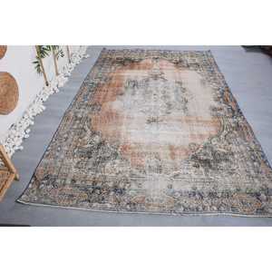 Tapis turc vintage 5,9x9,6 pieds, tapis bleu ombré - Product Image 1