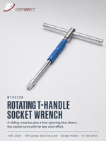 Clé à douille rotative à poignée en T KAFUWELL WT4529G 1/2 pouce, chromée, avec barre de transmission détachable, outil de réparation en stock – Recherchez des agents