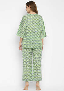 Printed Night Suit for Summer Casual Wear <b>Three</b> Quarter Sleeve 2 Piece Set Dress - Product Image 5