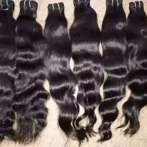 Precio al por mayor 100 por ciento Color natural Extensiones de cabello humano crudo sin procesar Calidad superior Origen indio de larga duración - Product Image 5