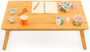 Adjustable Large Size Laptop <b>Desk</b> Bamboo Lap Table Bed Tray <b>Foldable</b> 4 Legs Serving Tray Working Eating and Gaming for Bed - Product Image 4