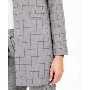 Giacca Topper Grigia a Quadri da Donna Calvin Klein Taglia 14 Blazer Senza Colletto - Product Image 3