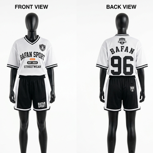 Premium 220 GSM Polyester <b>Mesh</b> Jersey and Shorts <b>Set</b> White Black Sublimation Print Custom Logo Women's <b>Sets</b> - Product Image 1