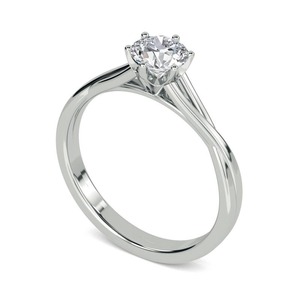 Bague avec diamant de laboratoire rond serti sur l'épaule, accompagnée d'un anneau assorti, 0,80 ct, en or jaune, blanc, rose et platine 18 carats - Product Image 1