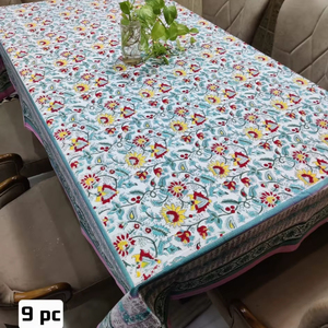 100% coton élégant fabriqué à la main imprimé floral couverture de Table traditionnel Artisan Design Rectangle main bloc imprimé couverture de Table - Product Image 5