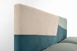 Modern Upholstered Bed Padded <b>Headboard</b> Bold Diagonal Lines Stitching Storage Customizable Fabric Cover for Sleek Contemporary - Product Image 2