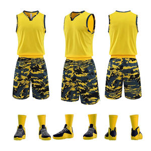 Ensembles uniformes de basket-ball personnalisés Tissu Pakistan à trous de riz imprimé par sublimation Logos brodés à séchage rapide unisexe 20 ensembles - Product Image 1