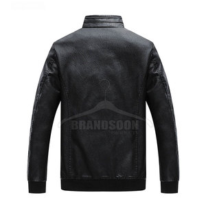 Veste d'hiver pour homme en cuir véritable et toile de haute qualité, col montant, style urbain, motif lettres, finition mode, vente en gros - Product Image 4