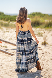 Novedades 2023: Vestido largo maxi casual de verano para mujer, estilo bohemio floral, tie-dye, boho chic, de rayón, con botones, hasta el suelo, corte profundo. - Product Image 3