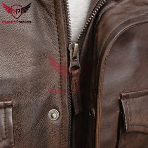 Blouson aviateur classique en cuir marron pour homme Style High Street Vêtements d'extérieur en cuir véritable pour l'hiver Durabilité et confort - Product Image 3
