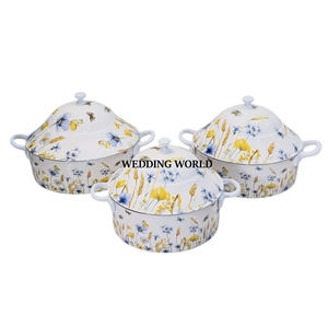 Olla de metal con acabado de cuero con tapa de acabado mate, cazuela de mesa de forma redonda, calentador de alimentos de vajilla de Venta caliente - Product Image 5