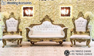 Causeuse et chaises de styliste italien personnalisé, ensemble de meubles de scène de mariage de Style moderne, canapé asiatique en argent - Product Image 6