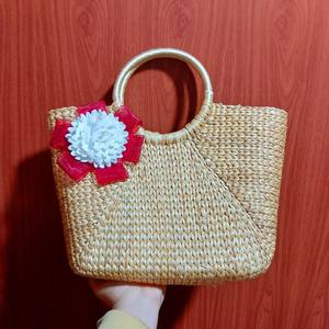 Sac tissé en jacinthe d'eau naturelle-Esthétique minimaliste - Product Image 6